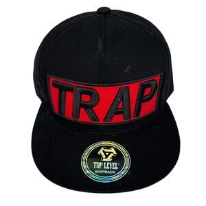 NWT TRAP Hat Cap Adjustable SNAPBACK Black Red ONE SIZE
